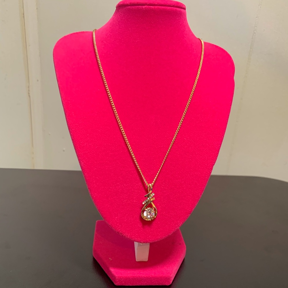 Cubic Zirconia Pendant Chain Necklace Size OS